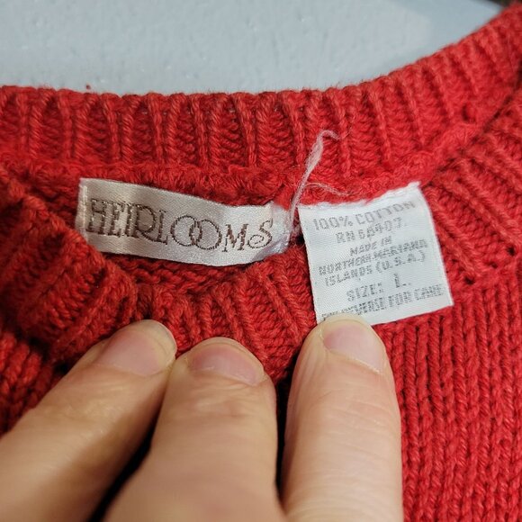 Vintage Red Southwestern Style Sweater L By Heirlooms Aztec Pattern USA - Picture 3 of 9